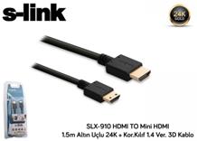 S-LINK SLX-910 HDMI TO MINI 24K+KOR.KILIF 1.4 VER. ALTIN UCLU KABLO 1.5MT